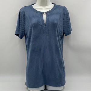 NWTS blue knit Michael Michael kors women’s v cutout short sleeve top